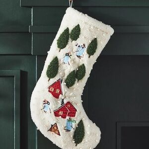 NWT Anthropologie Winifred Embroidered Christmas Stocking